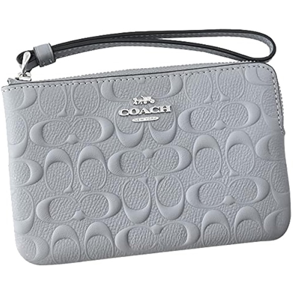 Summertime Splurge Coach Signature Leather Corner Zip Wristlet (Twilight) - NWOT - Picture 1 of 13